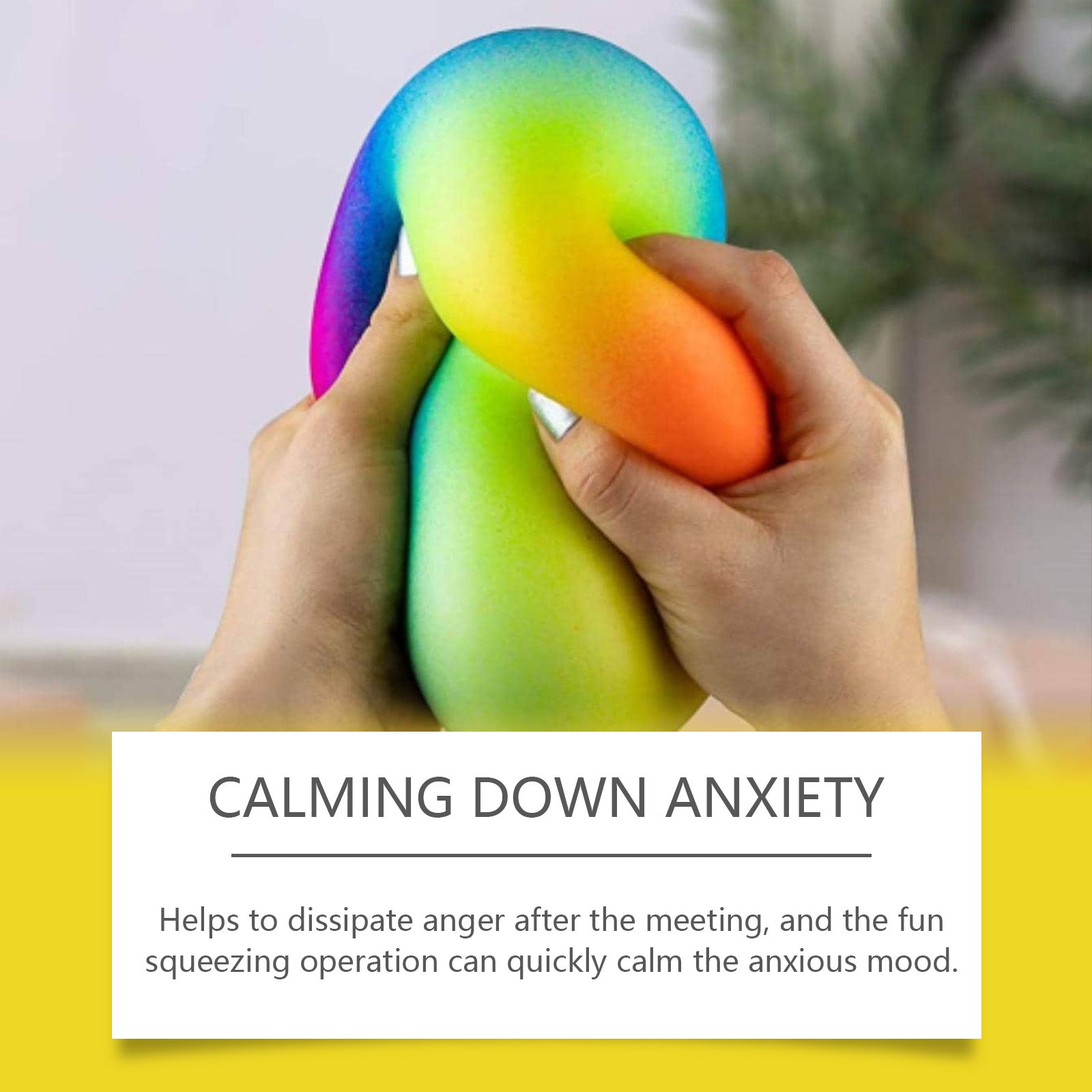 Rainbow Squeeze Stress Ball, Soft TPR Slow Rebound Fidget Toy For Anxiety Relief, Color Changing Ball For Kids Adults Stress Relief & Hand Grip Training