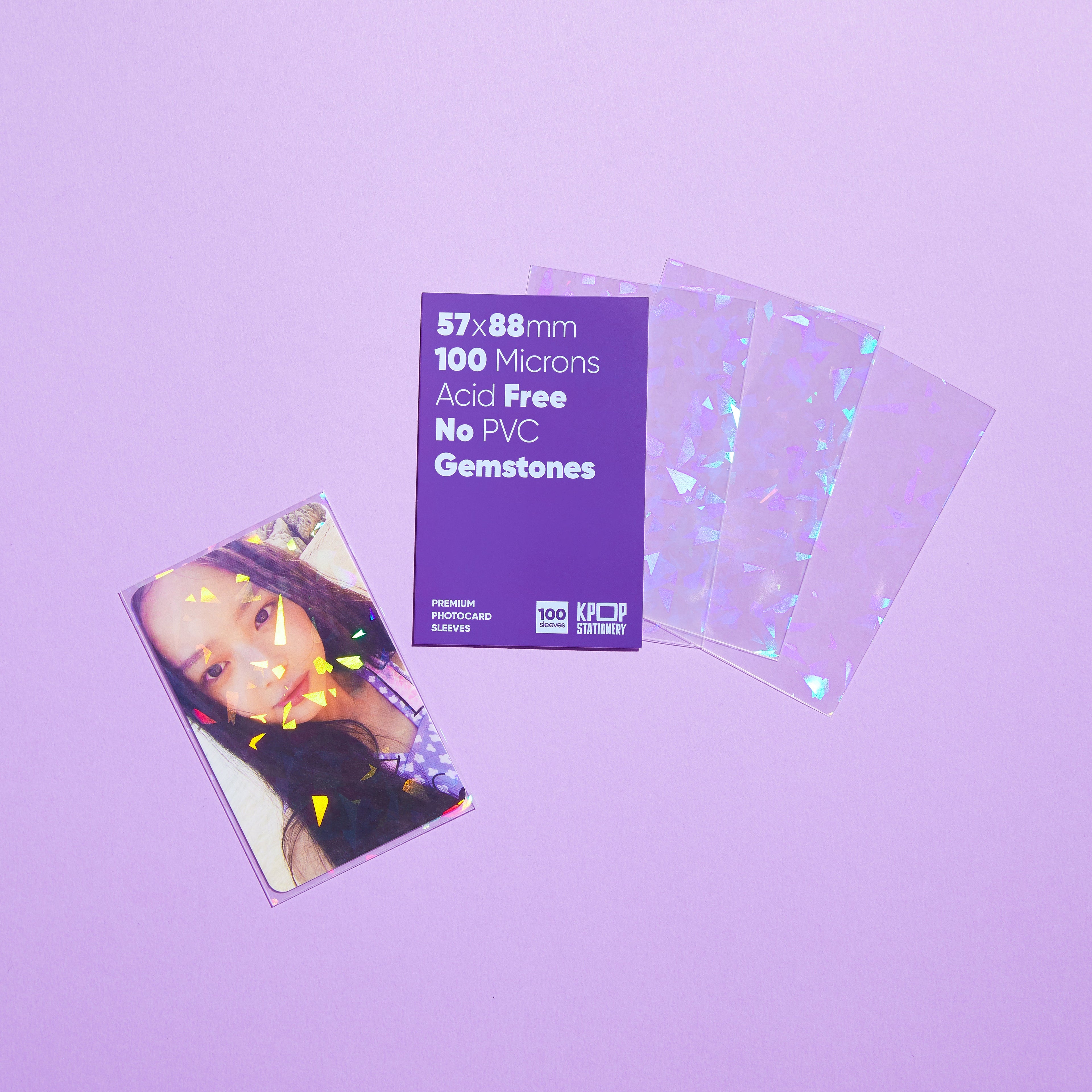 kpop gemstone holographic photocard sleeves for 57 x 88